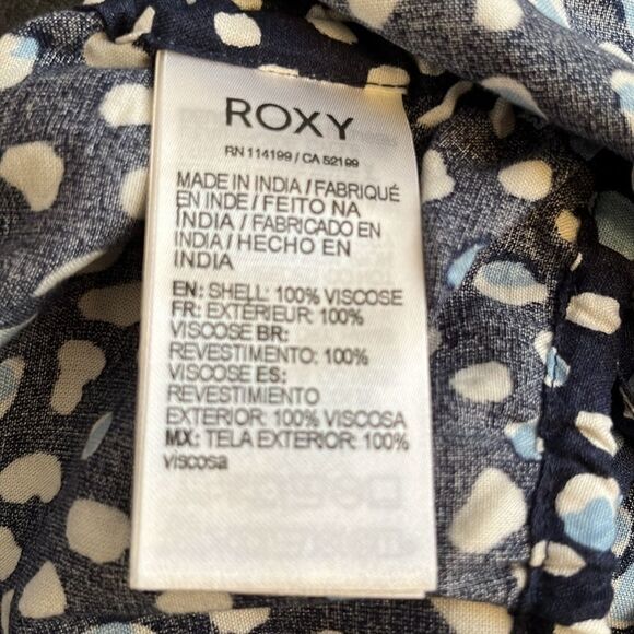 Roxy Dear Amor Crop Top Peasant Size Medium Mood Indigo Wild‎ Dots Side Ties NWT - Picture 12 of 12